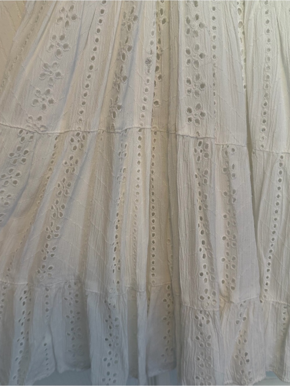 White Eyelet V-Neck Summer Dress - Sleeveless - Picture 2 of 7